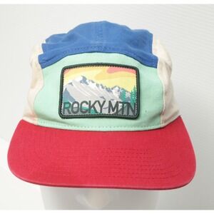 Park Hats 5 Panel Camper Hat Mens OSFM Multicolor Rocky Mtn Mountain Patch Cap